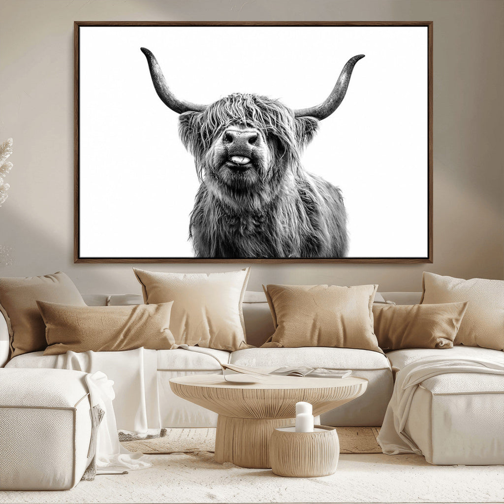 Fanny Scottish Highland Cow Cattle Art Print Farmhouse Wall Art Canvas Print