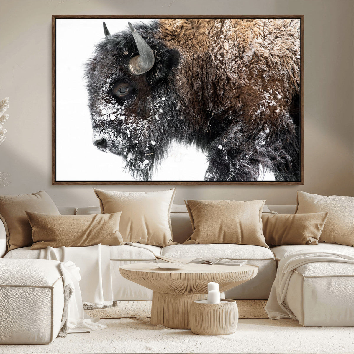 American Bison Wall Art Print, Majestic Buffalo Canvas Print for Living Room or Office