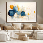 Geometric Blue Orange Abstract Wall Art Canvas, Geometric Blue Orange Canvas Print