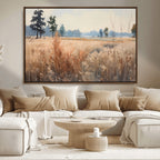 Golden Fields Canvas Wall Art Print | Serene Minimalist Landscape for Modern Decor