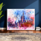 Disney Wall Art: Dreamy Watercolor Cinderella Castle Canvas Print