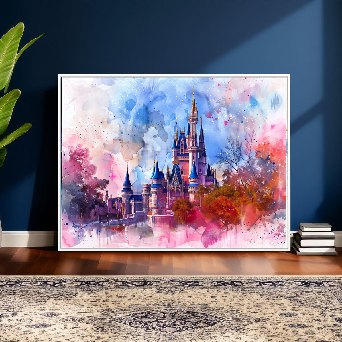 Disney Wall Art: Dreamy Watercolor Cinderella Castle Canvas Print