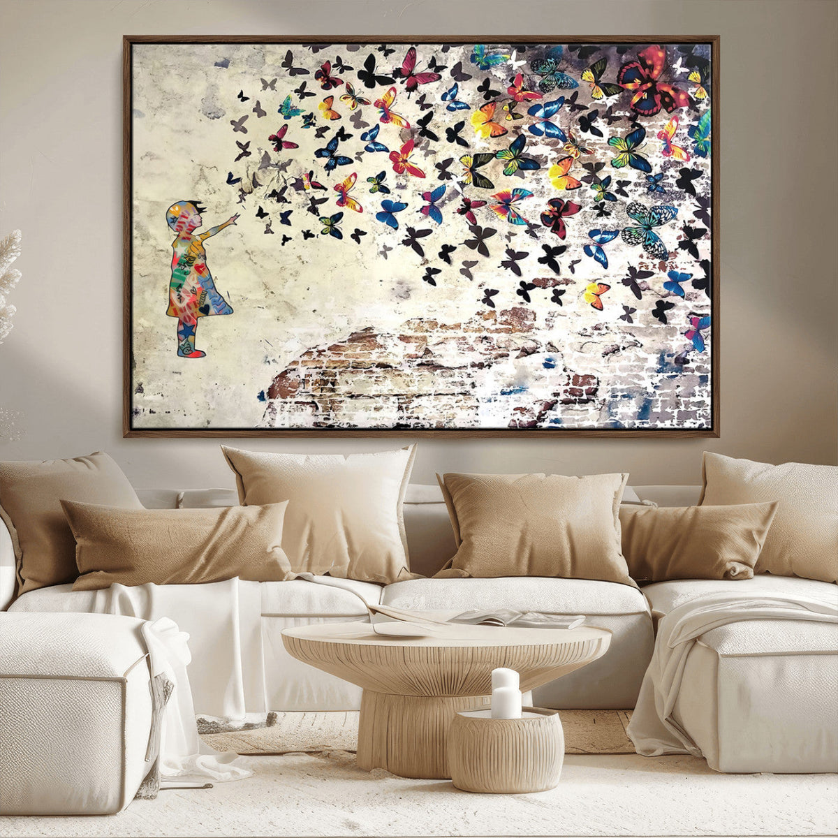 Banksy Wall Art - Banksy Girl Butterfly Graffiti Wall Art
