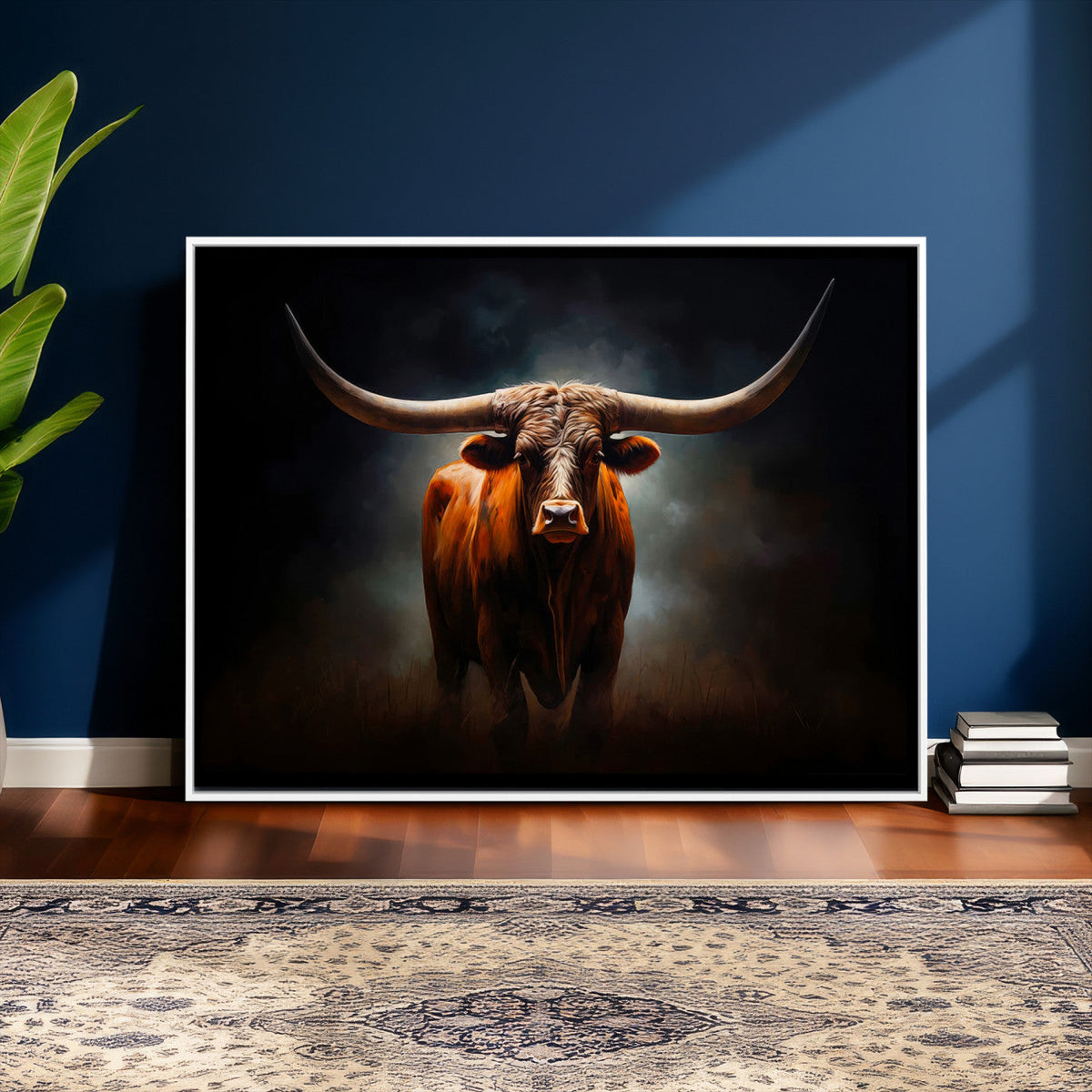 Abstract Texas Longhorn Wall Art Print | 3-Panel Large Texas Longhorn Canvas
