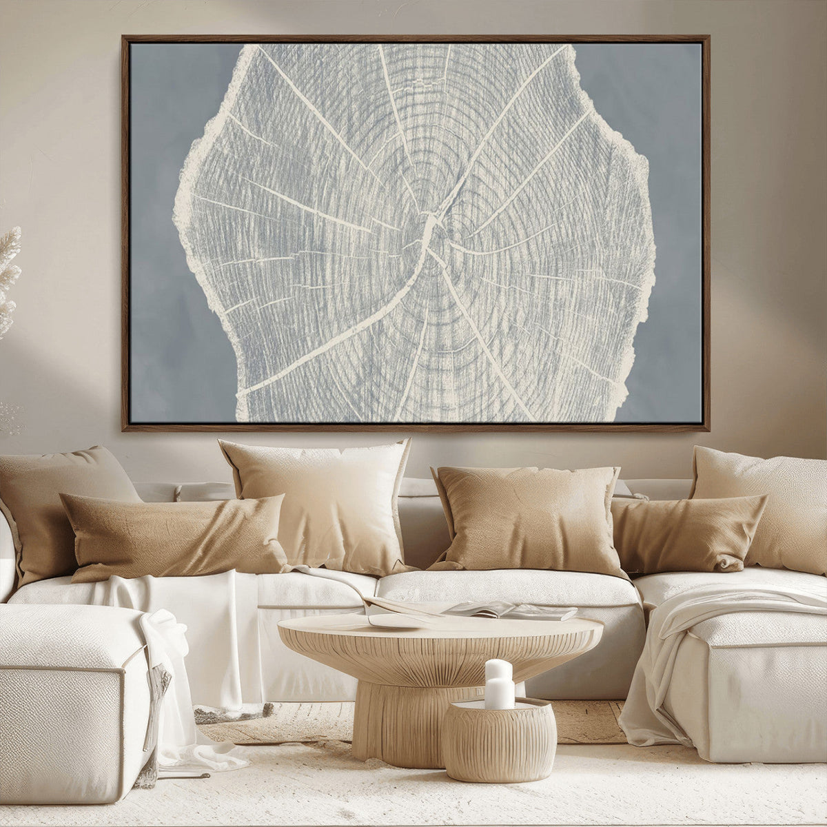 Abstract Tree Ring Wall Art Canvas Print, Framed and Ready to Hang