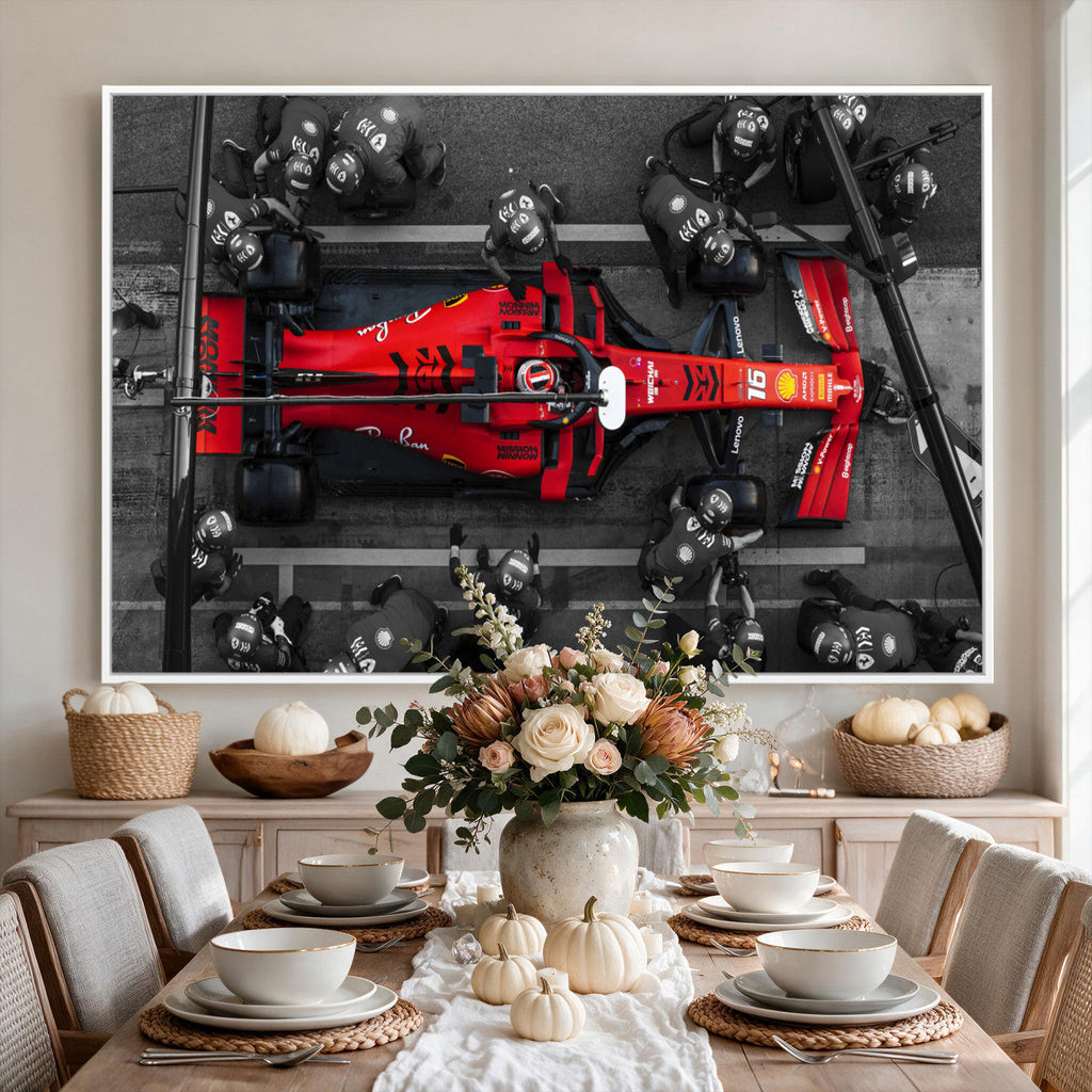 Ferrari Pit Stop Canvas Wall Art | Precision and Speed