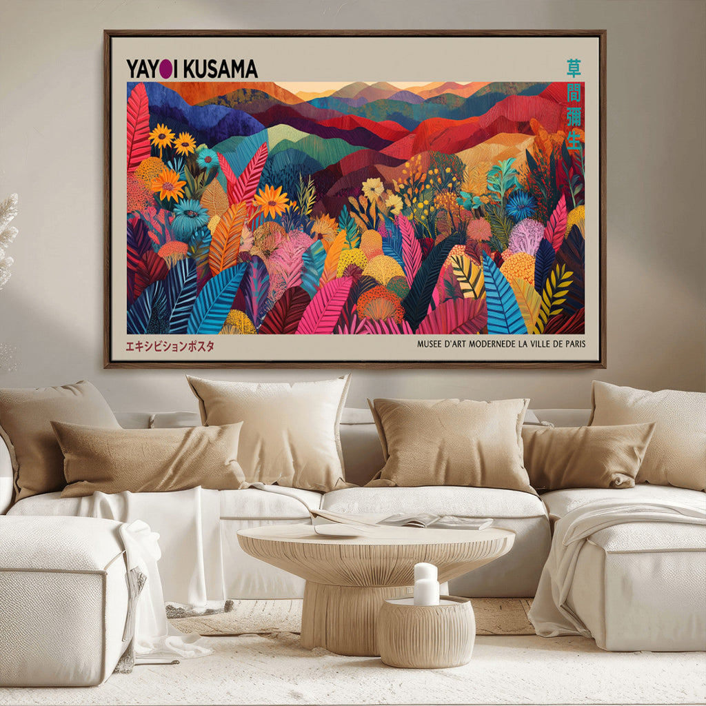 Yayoi Kusama Wall Art Canvas Print, Abstract Art, Large Framed Print, Japanese Wabi Sabi Wall Art