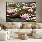 Lotus Flower Wall Art Canvas Print, Water Lily Large Wall Art for Yoga Room Decor