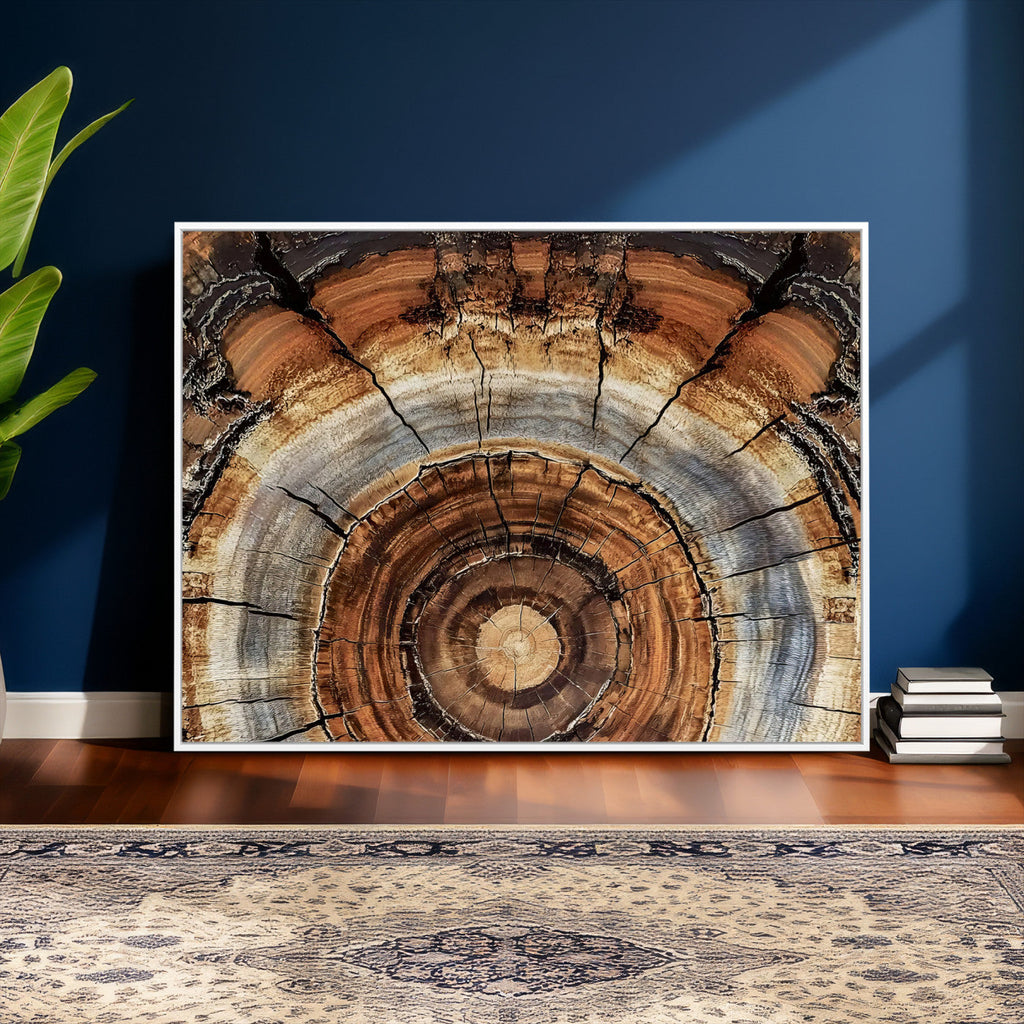 Tree Rings Wall Art Canvas Print, Rustic Wood Grain