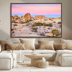 Vibrant Sunset Sky Wall Art Canvas Print, Framed Joshua Tree Desert Artwork