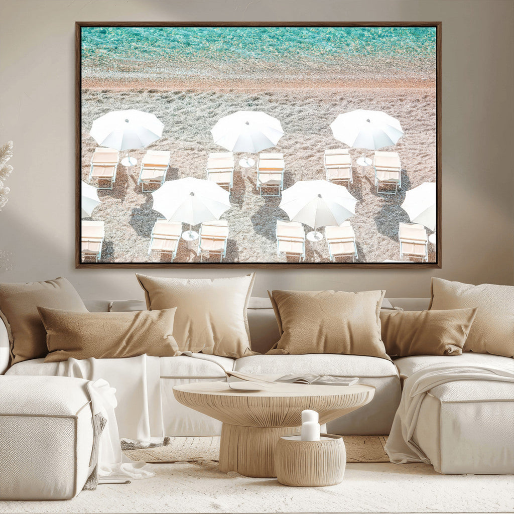 Calm Beach Wall Art | Framed Turquoise Water Canvas Artwork