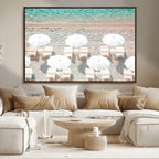 Calm Beach Wall Art | Framed Turquoise Water Canvas Artwork