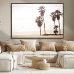 Coastal Light Wall Art Canvas Print, Framed Relaxing Shoreline Art, Minimalist Ocean Tropical Decor