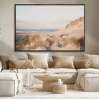 Beach Landscape Wall Art Canvas Print, Framed Sand Dune Photography, Minimalist Seascape Coastal Decor