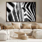 Zebra Stripes Wall Art Canvas Print, Black and White Close Up Wildlife Pattern
