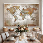 Vibrant Watercolor World Map Canvas Wall Art | Framed Travel Map
