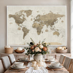 Detailed World Map Wall Art Canvas Print