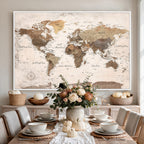 Modern World Map Canvas Print | Framed Travel Map Wall Art
