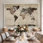 World Map Canvas Print, Detailed Map of the World, Adventure Gift for Couples and Anniversaries