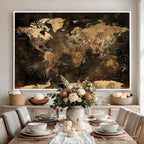 World Map Canvas Print, Modern Decorative Framed Map Artwork