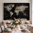Detailed World Map Wall Art Print | Large Framed World Map Canvas