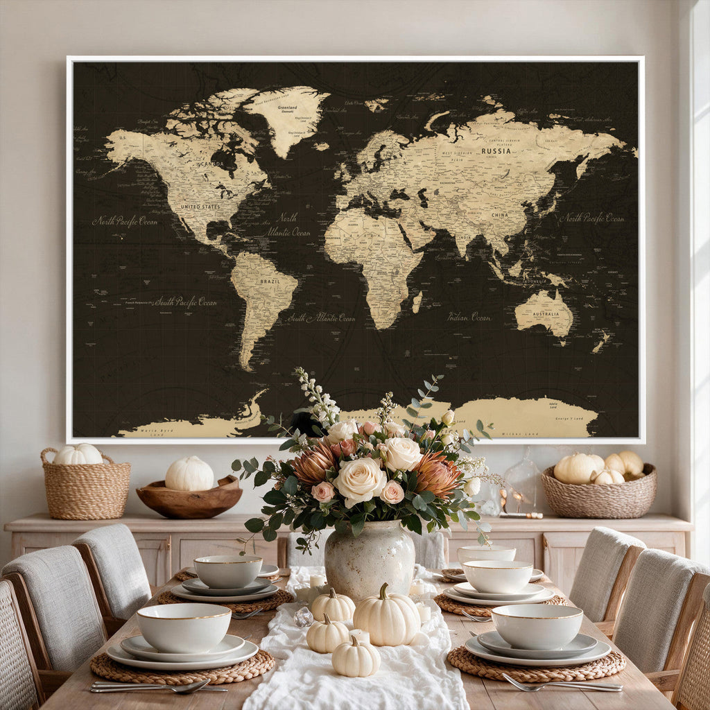 World Map Canvas Print | Framed World Map Wall Art for Couples