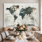 World Map Canvas Print | Framed Travel Map Wall Art for Couples