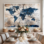 Rustic World Map Canvas Print | Framed Wall Art for Couples