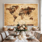 Modern Red and Gray World Map Canvas Print | Framed Wall Art