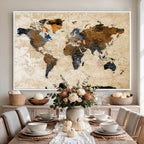 World Map Canvas Art Print | Framed Travel Map Wall Art