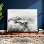 Foggy Forest Wall Art Canvas Print, Misty Pine Tree Landscape
