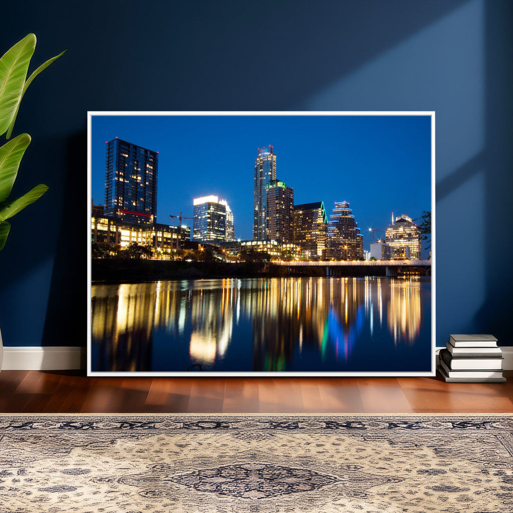Austin Skyline Wall Art Canvas Print, Austin Downtown Night Cityscape