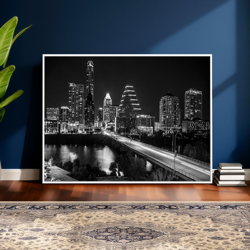 Austin Skyline Wall Art Canvas Print, Austin Downtown Night Cityscape