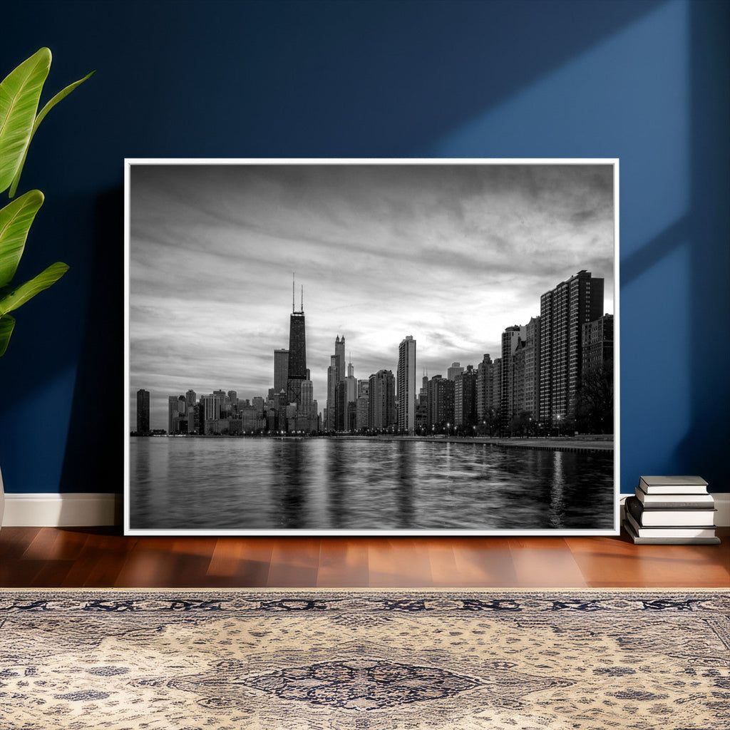 Chicago Wall Art Canvas Print, Chicago City Downtown Night Cityscape
