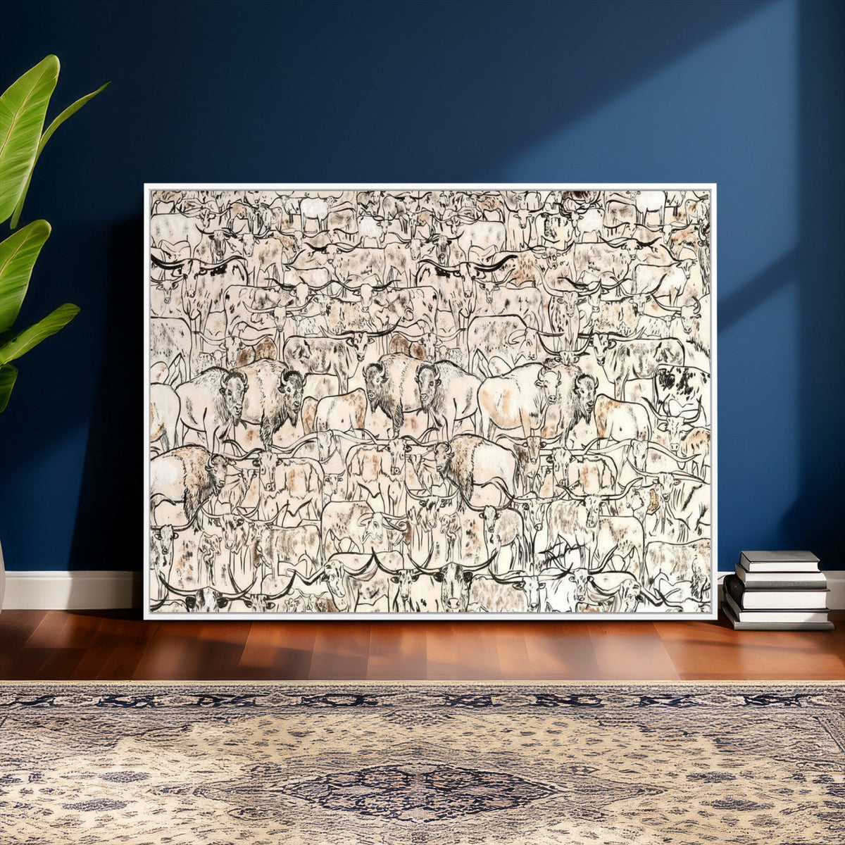 Abstract Bison Wall Art Canvas Print, Abstract Animal Art for Cabin Decor