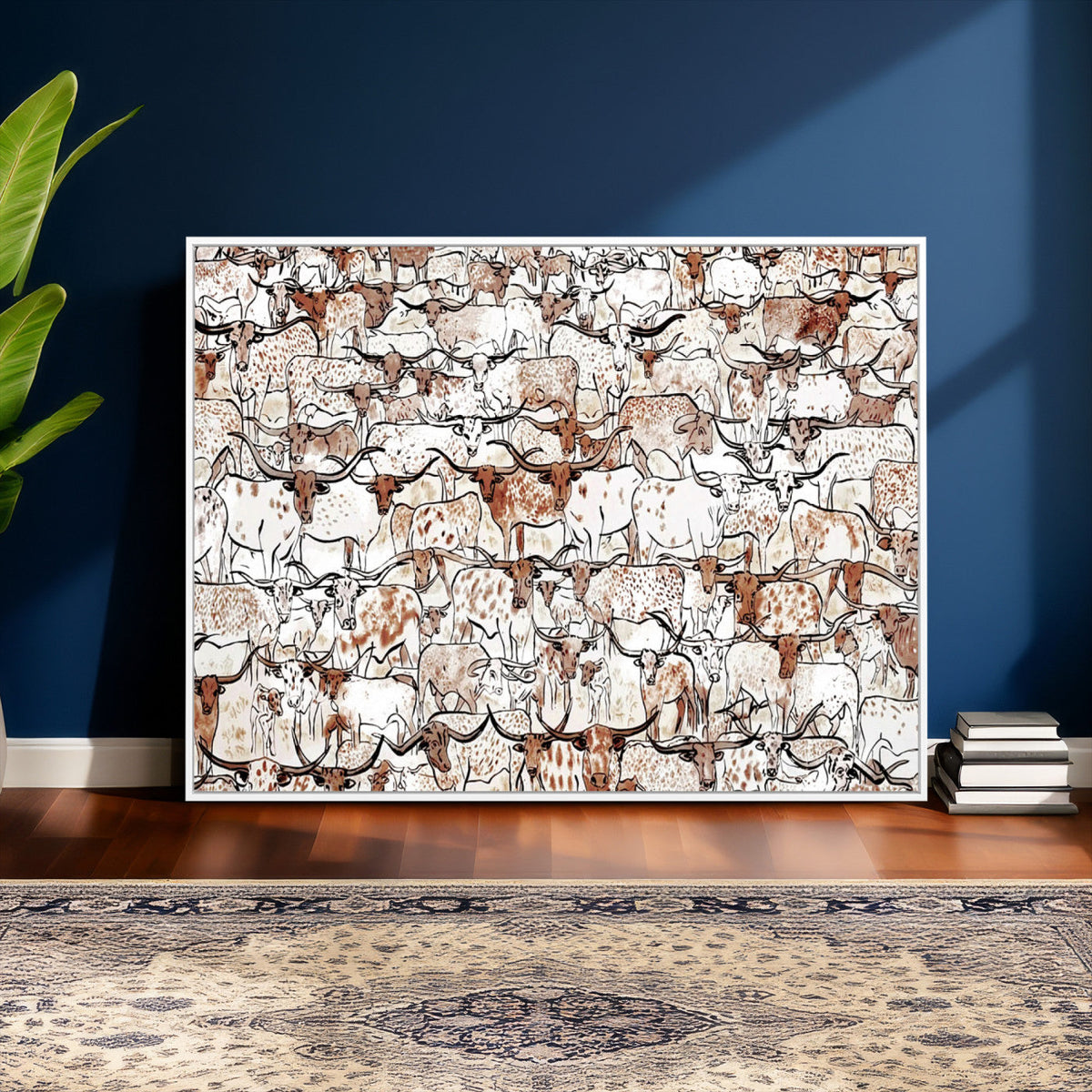 Abstract Longhorn Herd Wall Art Canvas Print