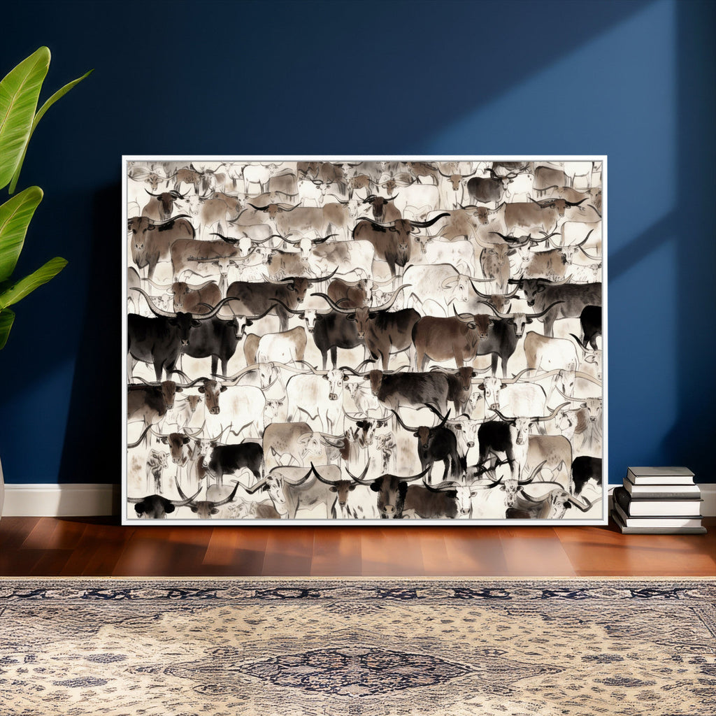 Abstract Texas Longhorn Print, Longhorn Herd Print