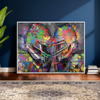 Graffiti Football Helmets Wall Art Canvas Print, Urban Street Art
