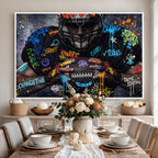 Graffiti American Football Player Street Art Wall Art Canvas Print