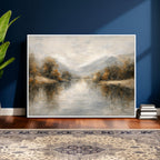 Neutral Abstract River Landscape Wall Art Canvas Print