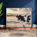 Texas Longhorn Bull Rustic Wall Art Canvas Print