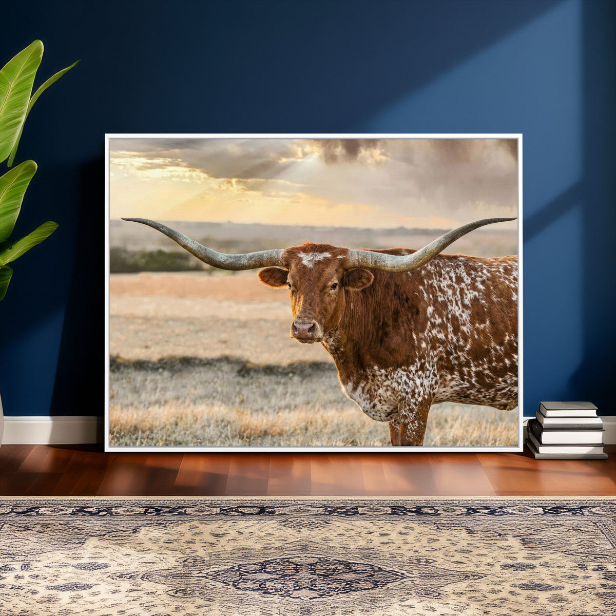 Texas Longhorn Wall Art Canvas Print, Western Ranch Bull Photography
