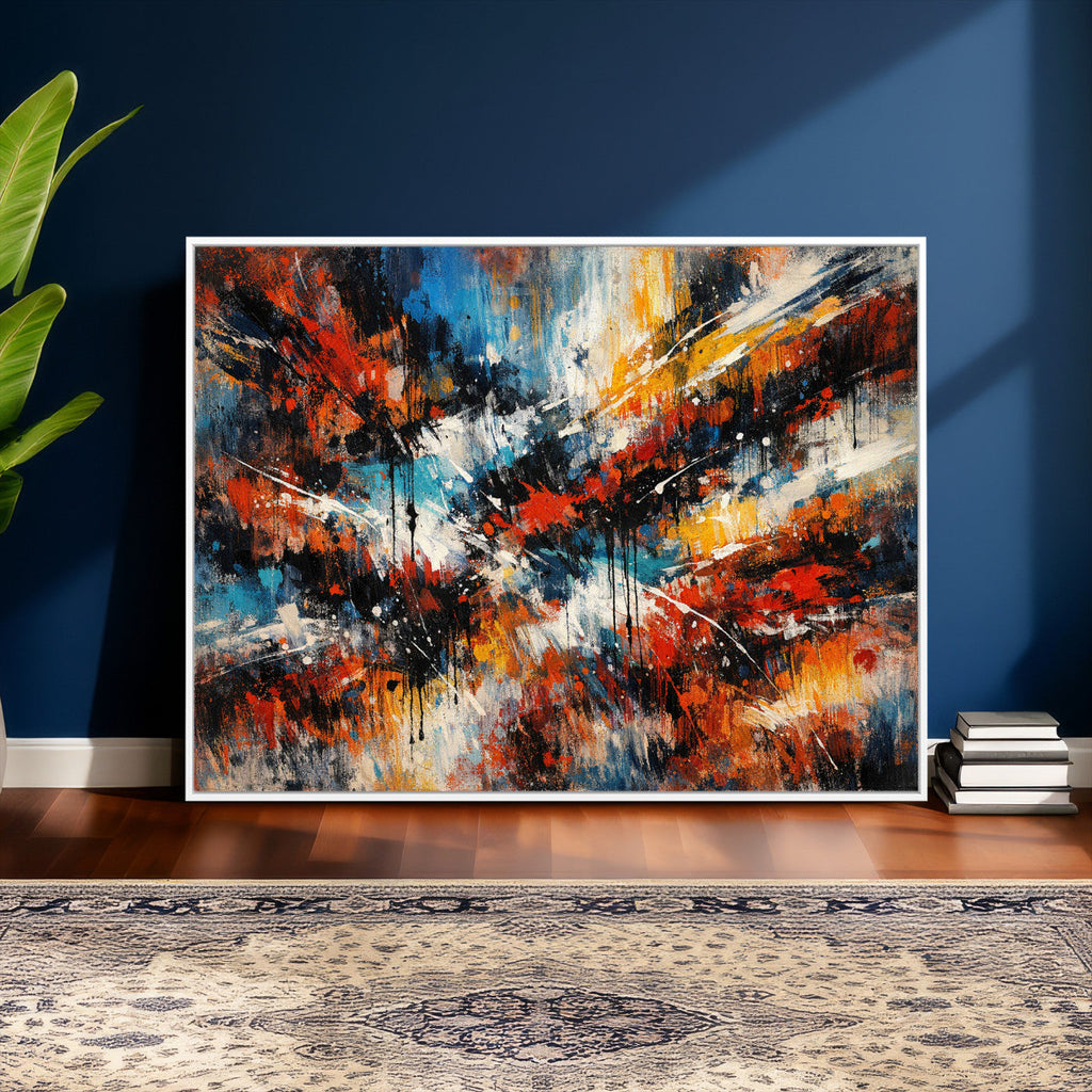 Lyrical Abstract Wall Art Canvas Print, Orange Blue Abstract