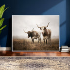 Texas Longhorn Canvas Wall Art Western Bull Desert, Rustic Farmhouse Wall Decor