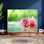 Zen Lotus Candle Canvas Wall Art, Pink Spa Meditation Decor