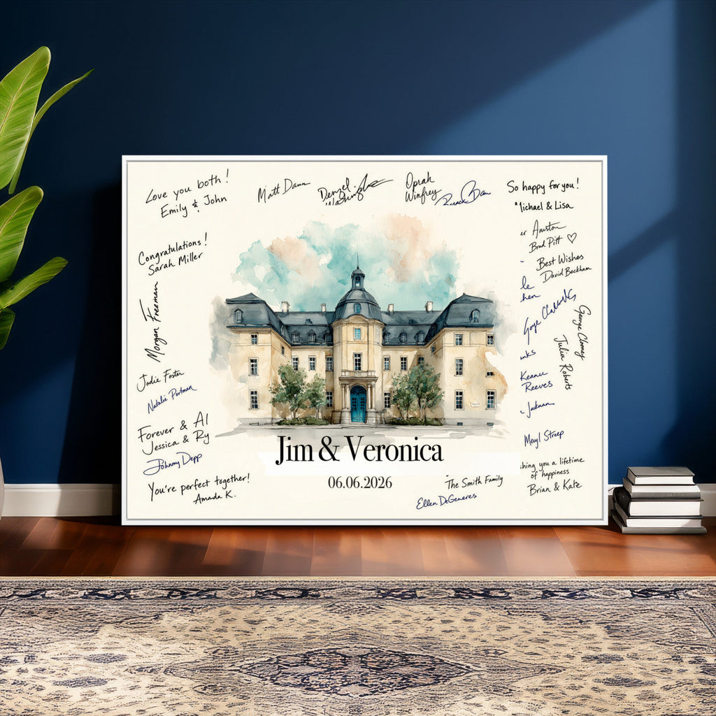 Wedding Venue Guest Book Canvas, Personalized Venue Drawing Sign