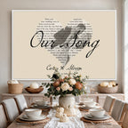 Lyrics Heart Canvas Print, Personalized Song Lyrics and Photo Wall Art
