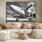Vintage Airplane on Runway Canvas Print