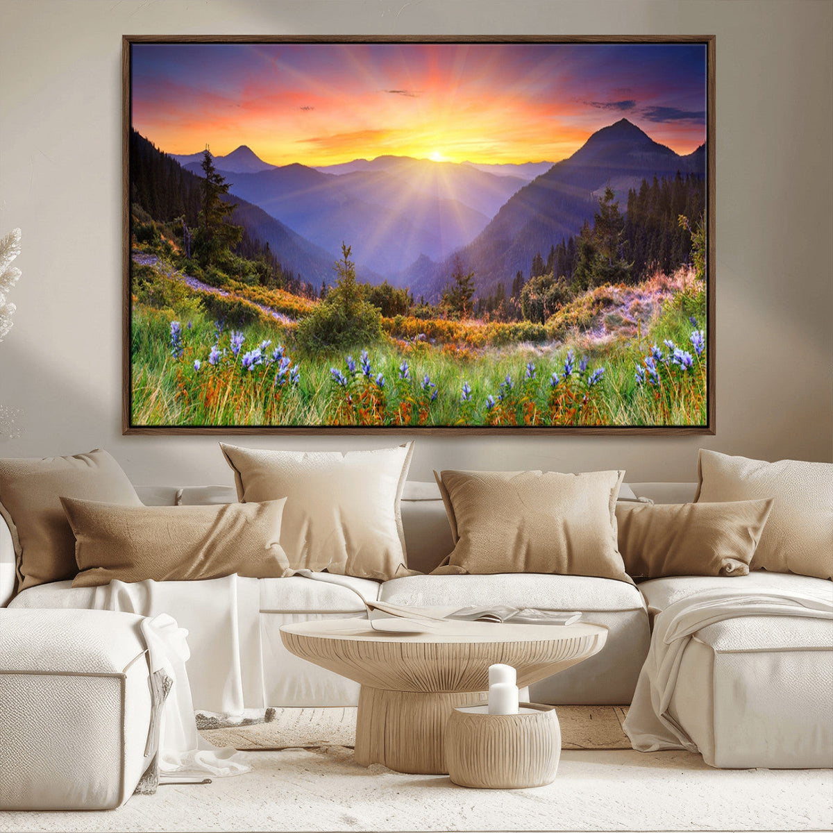 Mountain and Spring Wall Art Canvas Print