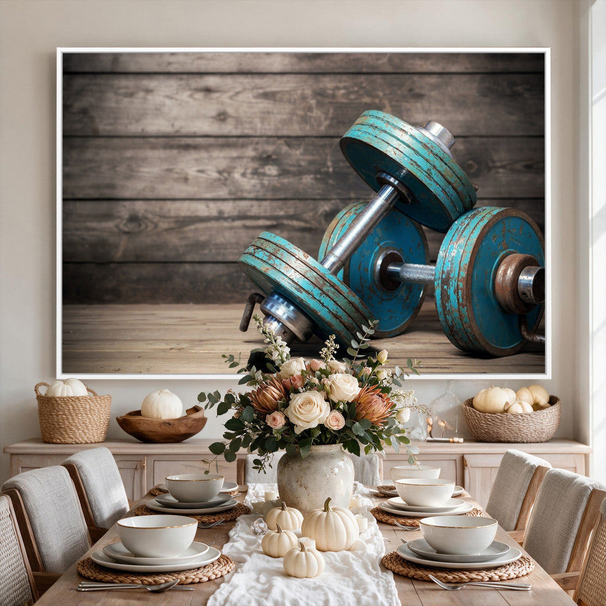 Dumbbell and Sport Wall Art Canvas Print